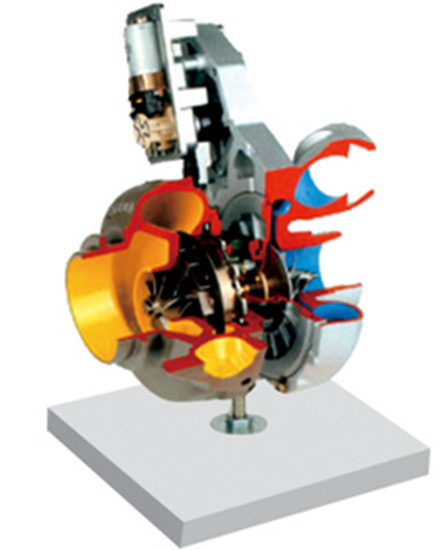 SG-JP119涡轮增压器解剖模型（带变截面叶片和控制电机）