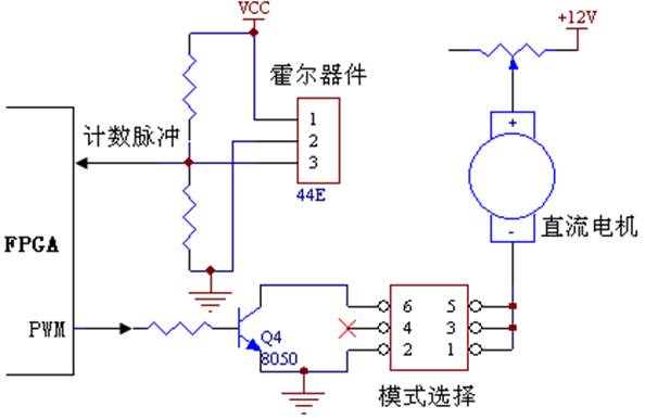 直流电机和开关型霍尔器件的电路原理图